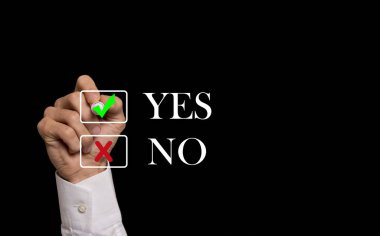 Evet ya da hayır seçim formu ve el