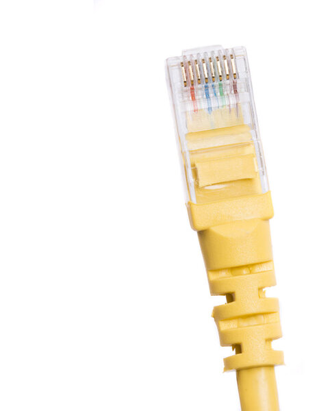 isolated yellow internet cable