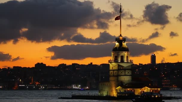 Istanbul city landscape and madens tower — Stock Video