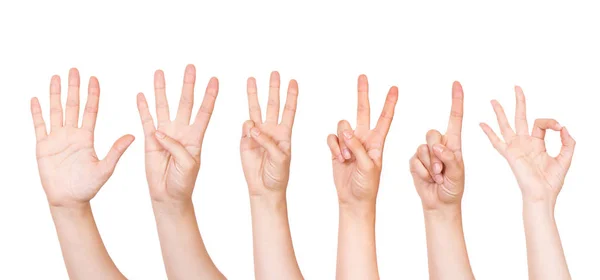 Finger showing numbers from five to zero — Stock Photo, Image