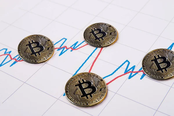 Bitcoin cyripto munten op de stijging-curve — Stockfoto