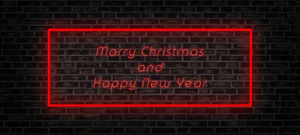red neon lamps with merry christmas and happy new year message o