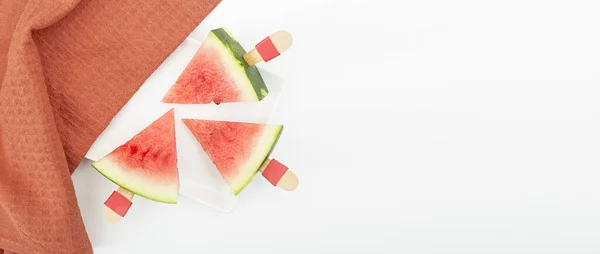 Triangle Sliced Watermelon Slice Stick Ice Cream Concept — Stock Photo, Image