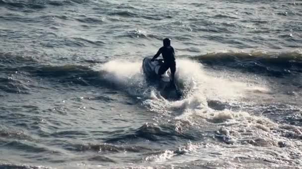 Jet ski racing in the sea — Stock Video