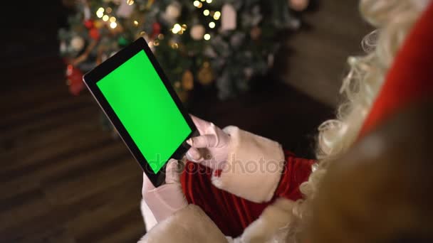 Santa Claus Digital Pad grüner Bildschirm — Stockvideo