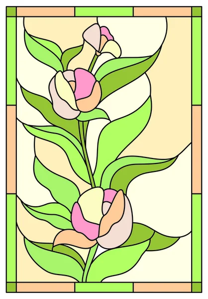 Vidriera flor rosa — Vector de stock