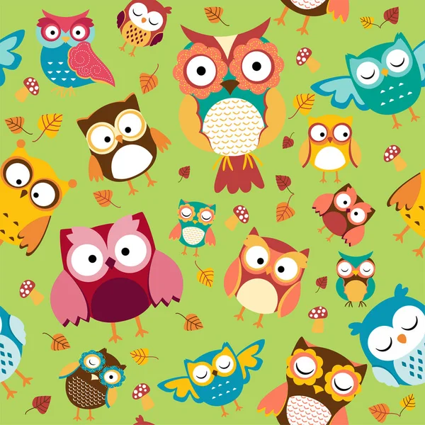 Owl pattern happy — Stock Vector