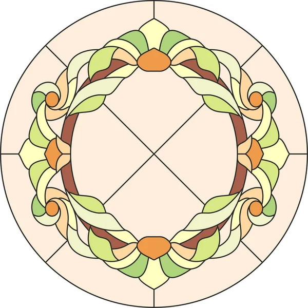 Gebrandschilderd Glas Vignet Cirkel — Stockvector