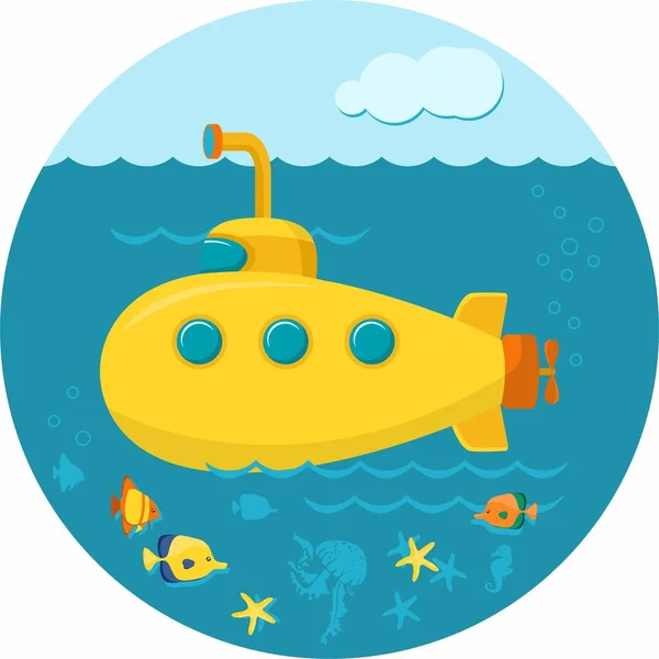 cartoon ship on the ocean yellow submarine