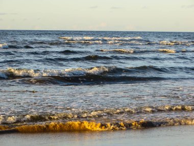 Batan güneşin ışınlarında Riga körfezi.