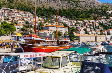 Dubrovnik, Croatia. Bay with pleasure yachts and boats. September 2018.