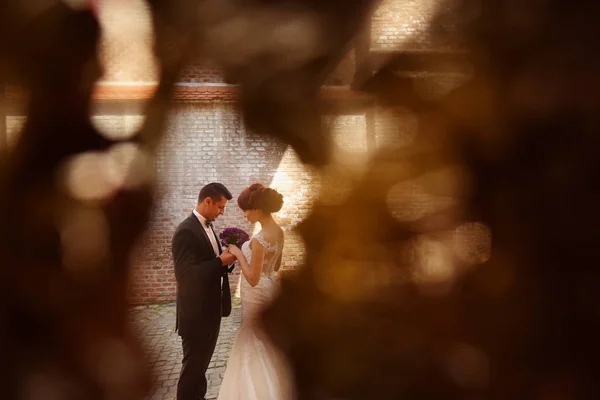 Bruden och brudgummen i staden — Stockfoto