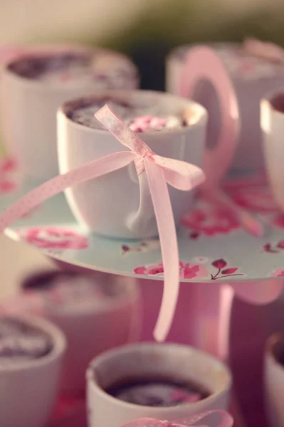 Cups with pudding — Stock Photo, Image