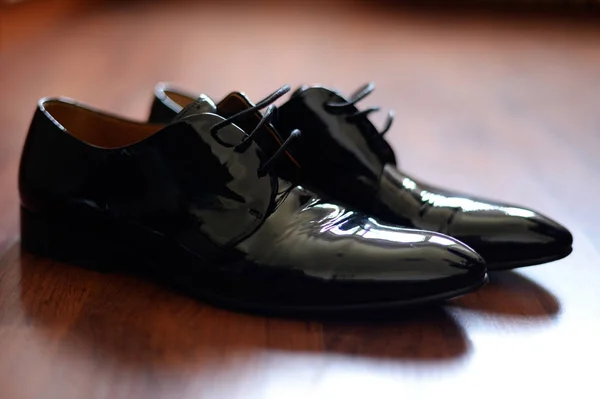 shiny black leather shoes