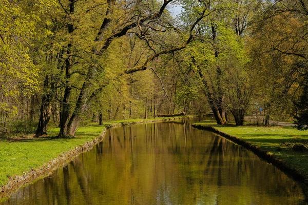 Piękne widoki na rzekę w parku — Zdjęcie stockowe