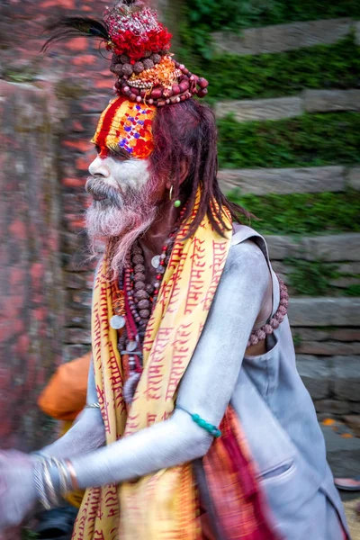Sadhu colorido en el templo de Pashupatinath —  Fotos de Stock