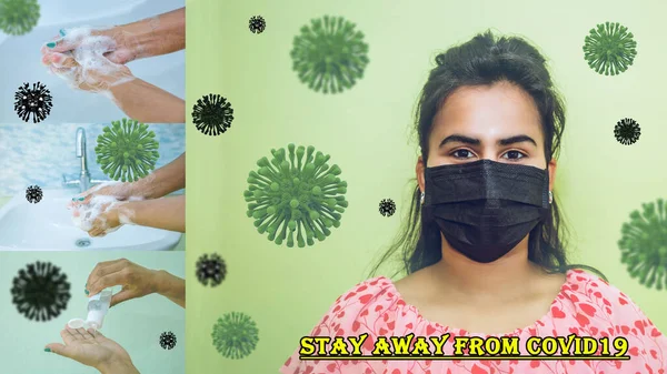 Stay Away From Corona Virus,Use Masks,wash your hands. 3D Rendering CoronaVirus