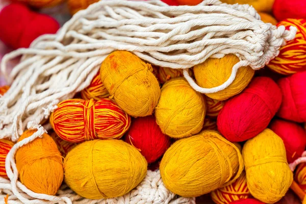 Assorted Sacred Colorful Thread Janai Purnima Festival Rakchhya Bandhan Pashupatinath — Stock Photo, Image