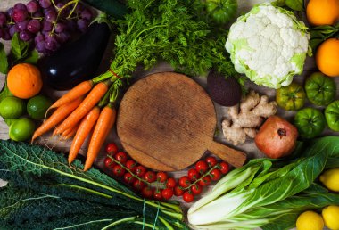 Arka plan beslenme sağlıklı / farklı frui fotoğraf stüdyosu