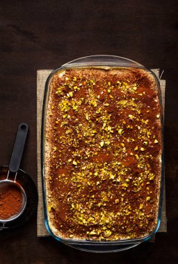 kahve, kakao ve mascarpone ch ile geleneksel İtalyan tatlı