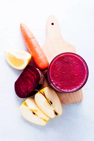 healthy freshly squeezed Juice from Beets, carrots, apples and l