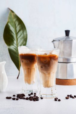 Buzlu kahve süt, güzel ve temiz kompozisyon