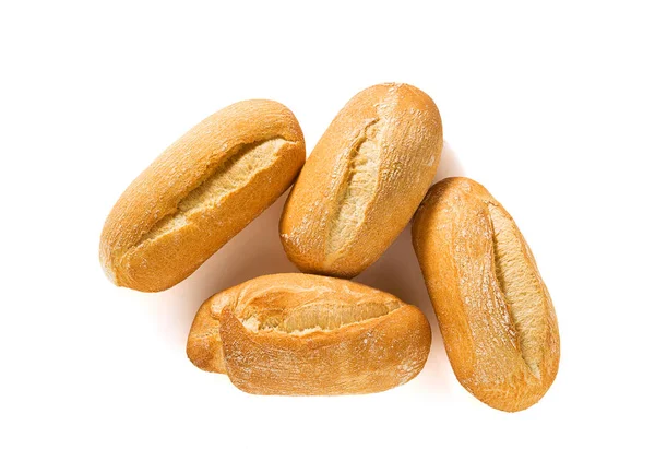 Färskt vitt bröd baguette och bröd isolerad på en vit backgroun — Stockfoto