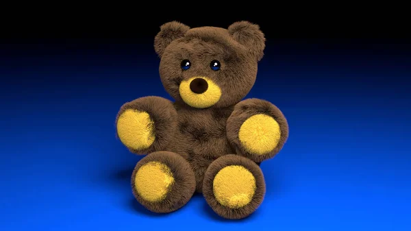 little teddy bear isolated on gradient black and blue background