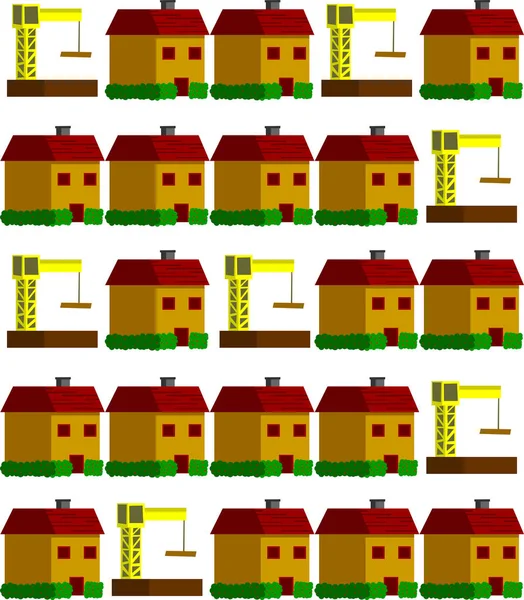 Векторная Иллюстрация Красочных Домов Кранов — стоковое фото
