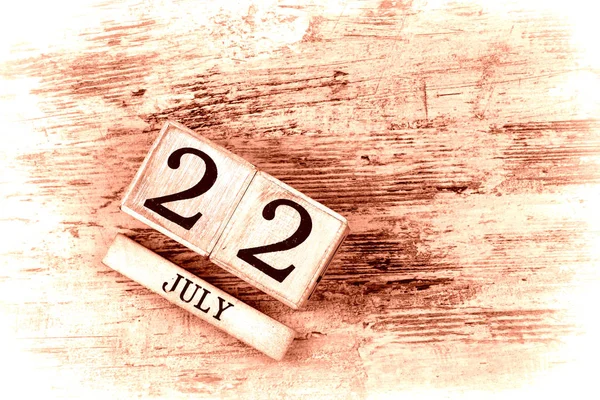 Calendario Madera Con Fecha Julio — Foto de Stock