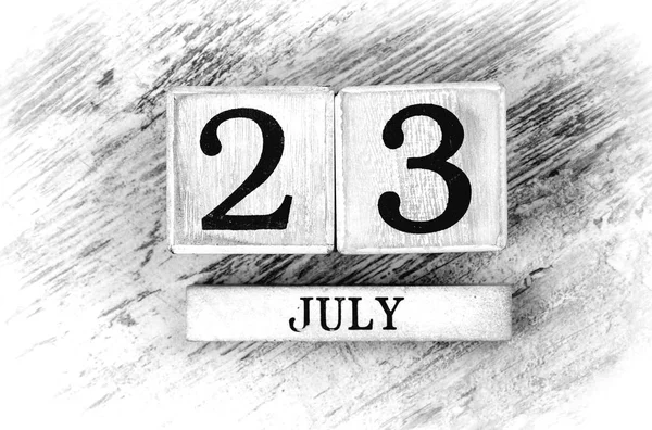 Wooden Calendar Date July — Stockfoto