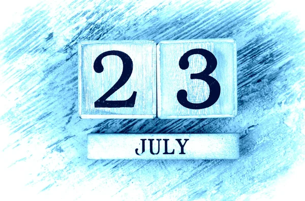 Calendário Madeira Com Data Julho — Fotografia de Stock