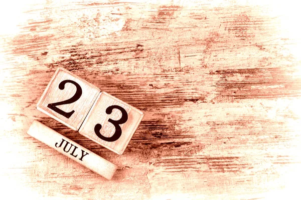 Calendario Madera Con Fecha Julio — Foto de Stock