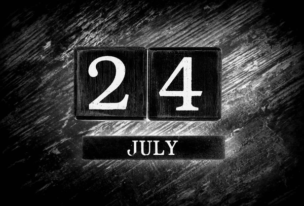 Ξύλινο Ημερολόγιο Ημερομηνία Ιούλιος — Φωτογραφία Αρχείου