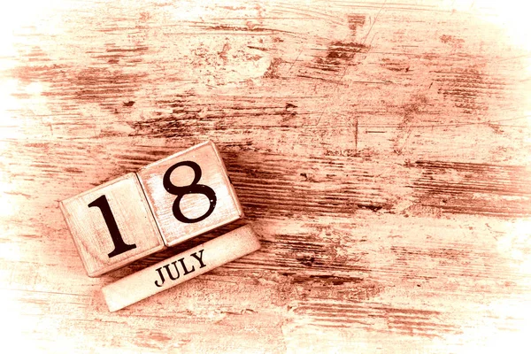 Calendario Madera Con Fecha Julio — Foto de Stock