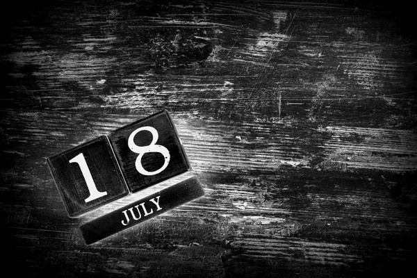 Calendario Madera Con Fecha Julio — Foto de Stock