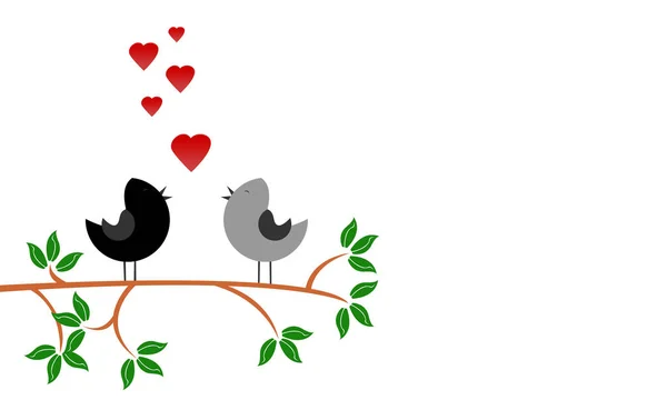 Illustration Birds Tree Branch — Foto de Stock