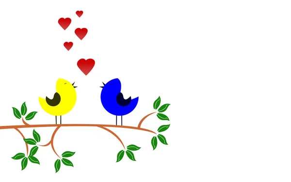 Illustration Birds Tree Branch — Photo