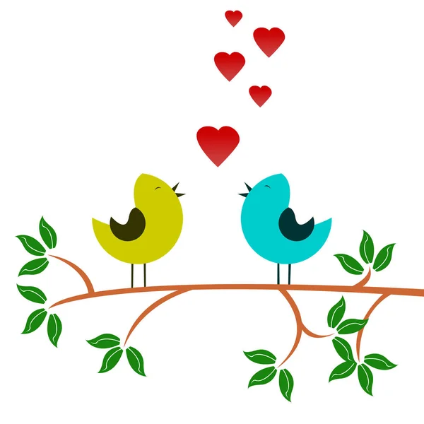 Illustration Birds Tree Branch — Stock Photo, Image