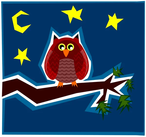 Owl Bird Sitting Branch Night Time — Stockfoto