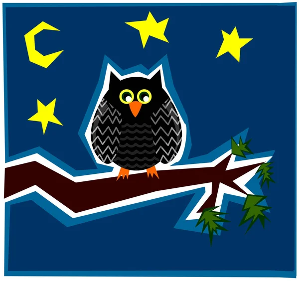 Owl Bird Sitting Branch Night Time — Zdjęcie stockowe