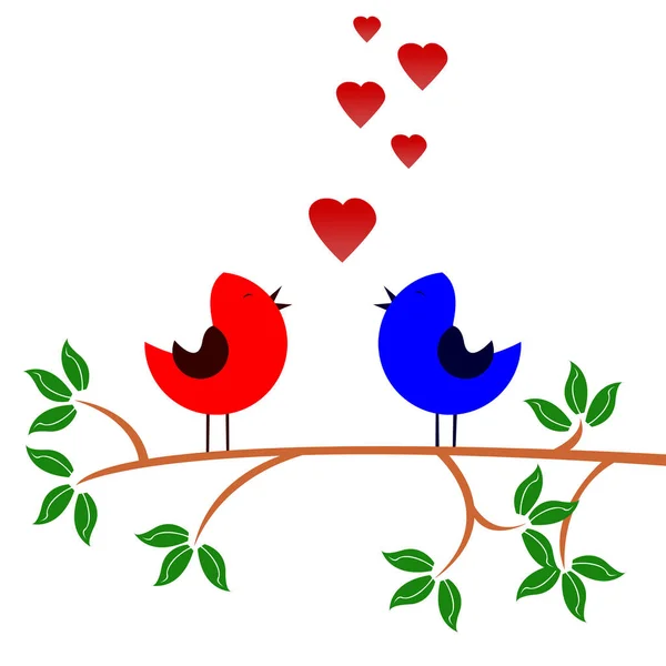 Illustration Birds Tree Branch — Stockfoto
