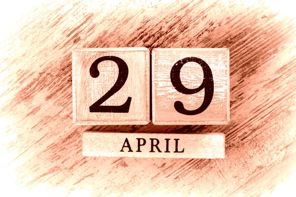 Wooden Calendar Date April — Stock Photo, Image