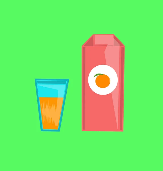 Glass Orange Juice Package Green Background — ストック写真