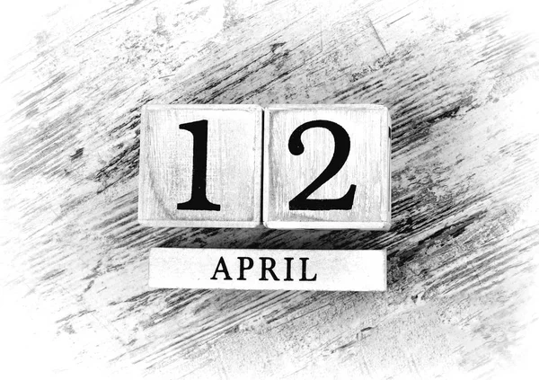 Wooden Calendar Date April — Stockfoto