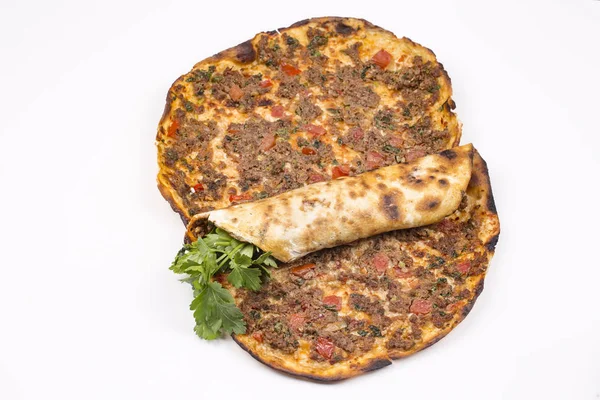 Türk Mutfağı Türk Yemekleri Lahmacun — Stok fotoğraf