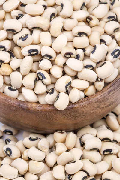 White Beans Wooden Bowl Table — Stockfoto