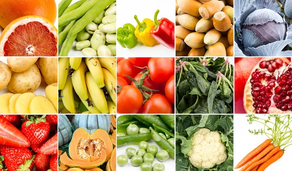 Collage Aus Obst Und Gemüse — Stockfoto