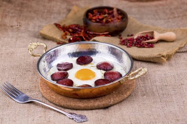Türk sosis (sucuk) ve yumurta