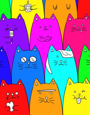 pattern with cute colorful cats